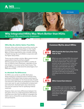 Why Integrated HRAs May Work Better Than HSAs for Schools, Cities, and Counties